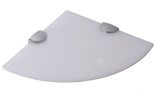 Mensola angolare con supporti, in vetro temperato, per bagno, camera o ufficio, con finitura cromata, 30 cm, spessore circa 5 mm