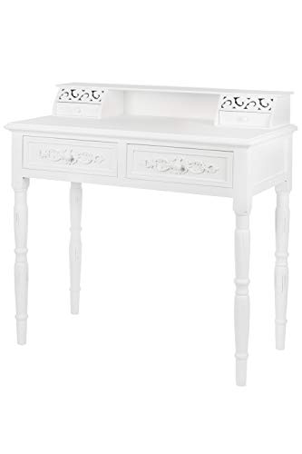Preisvergleich Produktbild Wohnando Romantischer Sekretär in antik / weiß