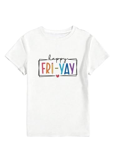 SweatyRocks Girl's Letter Graphic Tees Short Sleeve Crew Neck Summer Cute T Shirts