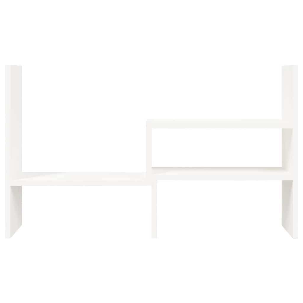 Supporto per monitor bianco in legno di pino massiccio, regolabile in altezza 39-72 x 17 x 43 cm, organizer da scrivania ergonomico per PC, laptop, tablet, ripiano salvaspazio per ufficio