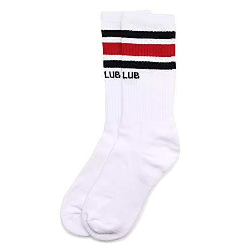 PROCLUB(�v���N���u) PRO CLUB 03PC0902 Stripe Crew Sock �C�� �\�b�N�X ���C�� �X�|�[�c�\�b�N�X �����Y �X�g���[�g (�yM�zMen's Size US6-8.5 JP24-26.5cm, WHITE-RED-B