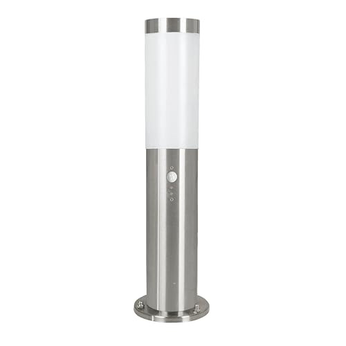 Eglo Lampe de jardin extérieure Helsinki, luminaire de jardin avec capteur de mouvement, acier inoxydable et plastique, E27, IP44