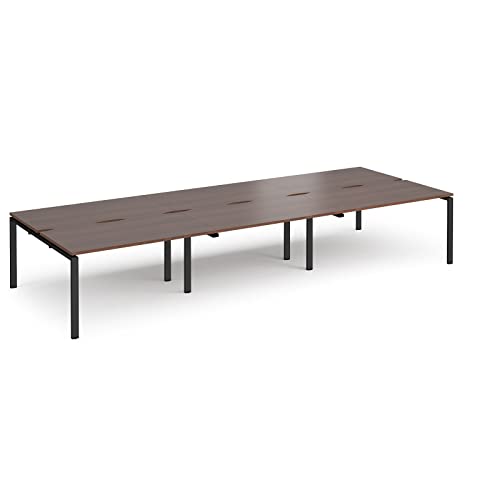 Image of DAMS Adapt triple back to back desks 4200mm x 1600mm - black frame, walnut top