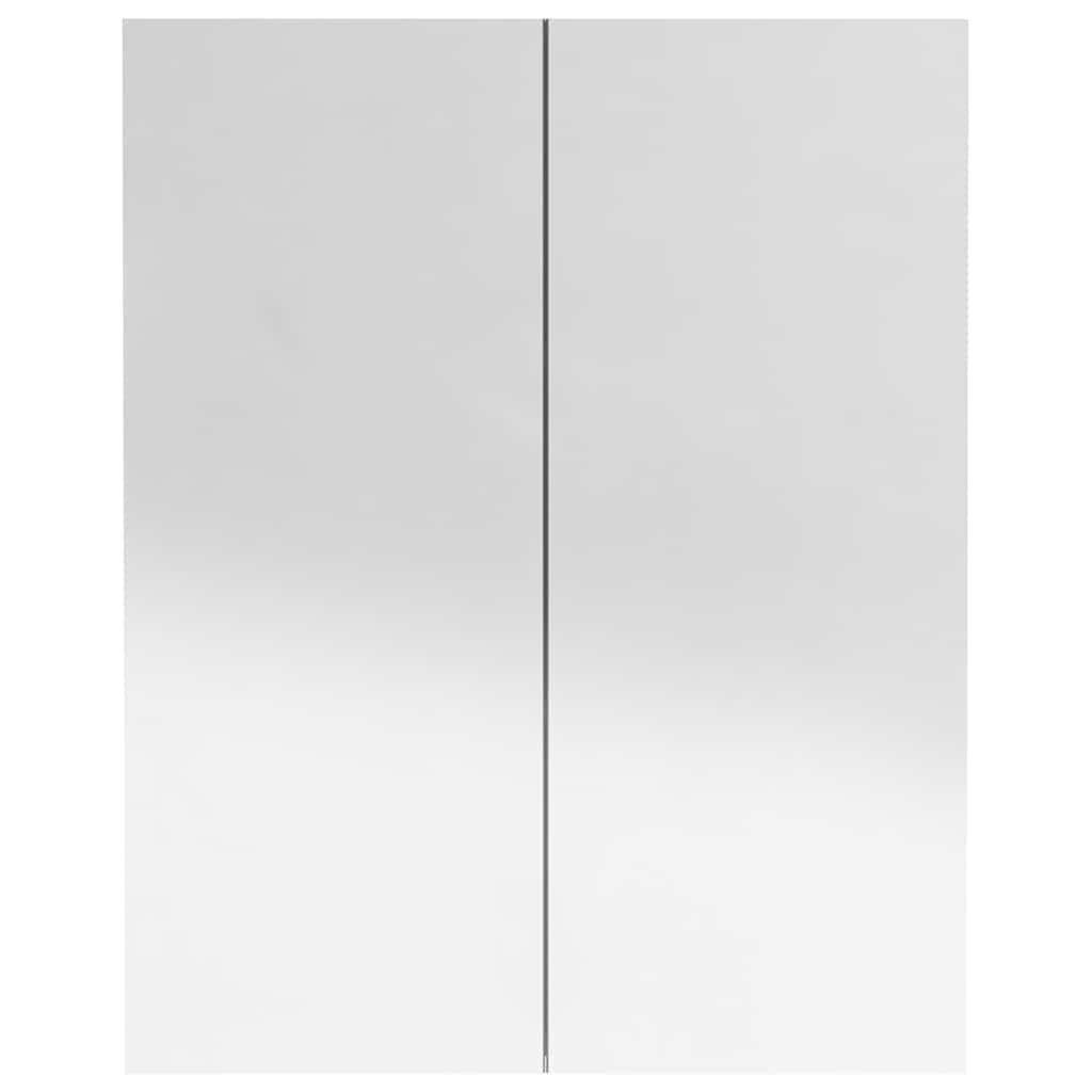 SYDE Armario de Baño con Espejo, 2 Puertas, 3 Compartimentos, 60x15x75 cm | Moderno, Cristal y MDF, Melamina, Almacenaje de Tocador, Pared