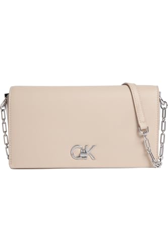 Calvin Klein Damen Umhängetasche Mini Chain Bag mit Tragekette, Grau (Crockery), Einheitsgröße