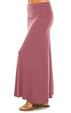 Sweet Hearts Maxi Skirt for Women- Comfy Foldover High Waist Long Flare A-Line Skirt Maxi Dress XS-3X Made in USA (Mauve, X-Small)