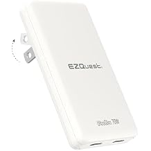 UltraSlim 70W GaN II Dual USB-C PD Wall Charger - Compact Flat Plug Adapter with Foldable Design, Intelligent Power Allocation & Fast Charging for Laptops & Phones - White