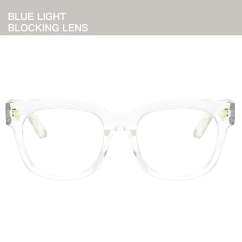 Image of Women Blue Light Glasses,Oversize Rectangular Cute Frames, Anti Eyestrain & UV Protection Computer Eyeglasses Eva