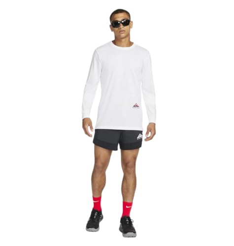 Nike Men's DRI-FIT Trail Long Sleeve Running Shirt (White) Size Small