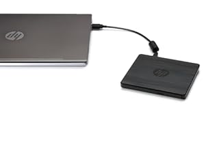 HP Unità Esterna DVDRW, Riproduzione e Masterizzazione, Velocità 24X CD e 8X DVD, Compatibile Windows, Connessione USB, Dimensioni 144 x 137.5 x 14 mm, Peso 0.2 KG, Portatile, Veloce, Nero