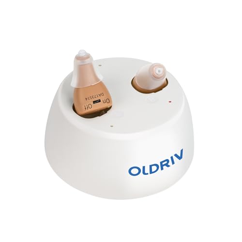 OLDRIV Hearing Aids for Seniors, Completely-in-Canal (CIC) Hearing Aids for Adults Rechargeable OTC Digital Hearing Aids with Noise Cancelling, Beige 1 Pairs
