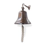 Solid Brass Wall Mounted Ship Hanging Bell for Reception, School, Outdoor, Indoor, Dinner & Chruch - 6 Inch by THDC