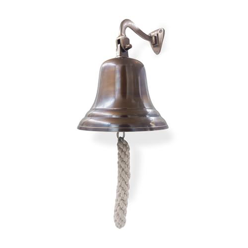 Solid Brass Wall Mounted Ship Hanging Bell for Reception, School, Outdoor, Indoor, Dinner & Chruch - 6 Inch by THDC
