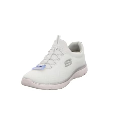 Skechers Summits Lite, Zapatillas Mujer, White Mesh Silver Gray Trim, 39 EU
