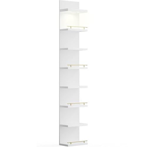 REIBII 8 Tier Wall Shelf Unit, Floating Shelves with LED Light, Versatile Lack Shelves for Bedroom...