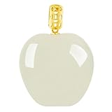Collar para hombre de oro blanco natural HeTian Jade tallado con dije de frutas de la suerte, amuleto de la suerte, collar de cadena de amuleto de lujo