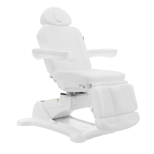 Image of SKINACT Malibu Electric Medical Spa Facial Treatment Chair /Table with 240 Swivel Base, Adjustable Backrest, Leg Rest and Wired Hand Remote Control (White)