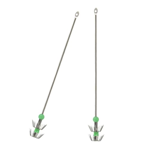 rockible 2 Pieces Squid Jigs Luminous Stainless Steel for Saltwater Fishing Tools