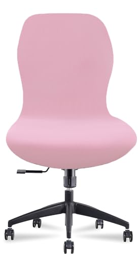 Deisy Dee Velvet Stretch Armless Office Chair Covers - Colorful Stretch Slipcover for Desk Chairs (Pink)