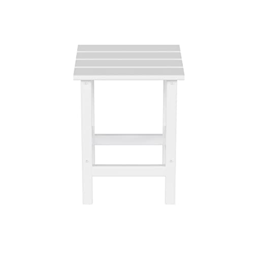 Westintrends Outdoor White Side Table, All Weather Poly Lumber Adirondack Small Patio Table Square End Table For Pool Balcony Deck Porch Lawn Backyard #TOP5