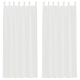vidaXL Cortinas de Gasa con Trabillas 2 uds. Color Blanco 140x245 cm, Visillo,...