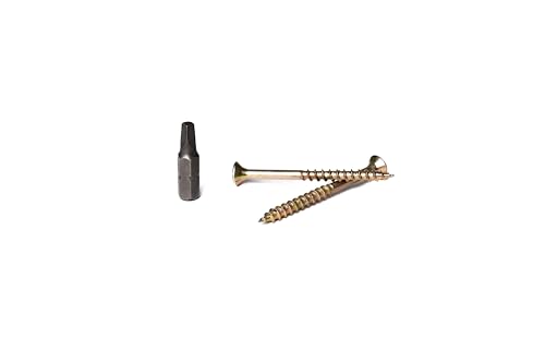 #8 x 3 Tornillos para Deck y Madera | Sistema Robertson de Cuadro | Cabeza Bugle | Dorado | Revestimiento Galvanizado | Caja con 100 piezas miniatura 5