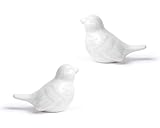 Artconal Small Bird Statue, 2-Pack 3.5 inch White Accent Small Knick Knacks Gifts, for Home Office Shelf Desk Coffee Table Decoration