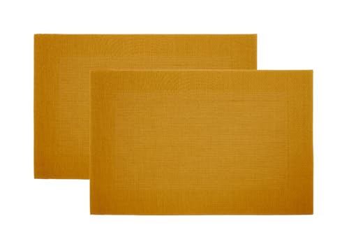BIANCHERIAWEB Set Tovagliette Americane Cucina Antiscivolo in Tinta Unita Lavabili Set 2 Senape