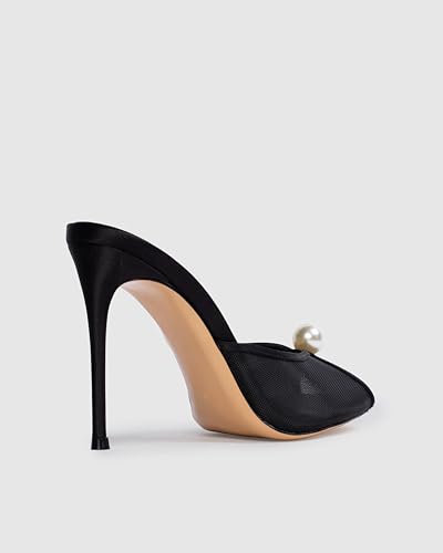 Image of Mesh Mule Heels for Women with 4 Inch Stiletto Heel