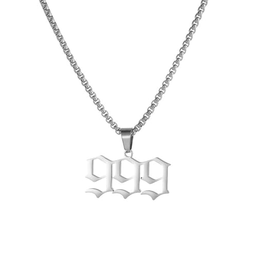 Custom 999Stainless Steel Necklace, Hiphop Punk Rock Pendant Titanium Jewelry, Numerology Gift for Women & Men - Main Image