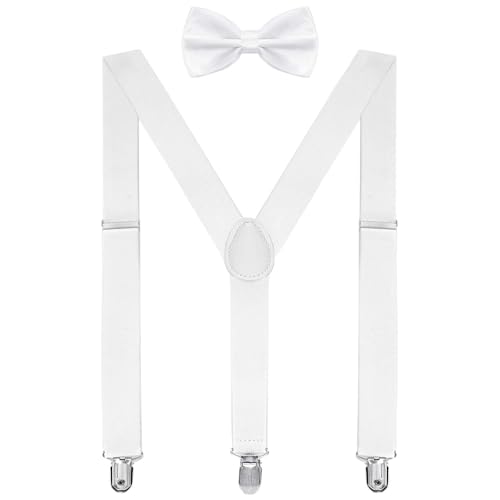 Image of habibee Suspenders and Bow Tie Set for Men, Adjustable Elastic Braces with Y-Back, Diverse Colors, Strong Clips