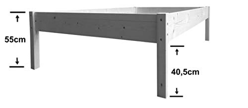 LIEGEWERK Massivholzbett Erhöhtes Bett Seniorenbett 90x200 cm Holzbett 90 Holz Natur (90cm x 200cm, Betthöhe 55cm)