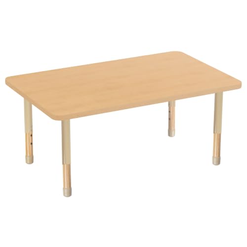 Image of 30 inch x 48 inch Rectangle Kids Classroom Table with Adjustable Chunky Wood Legs