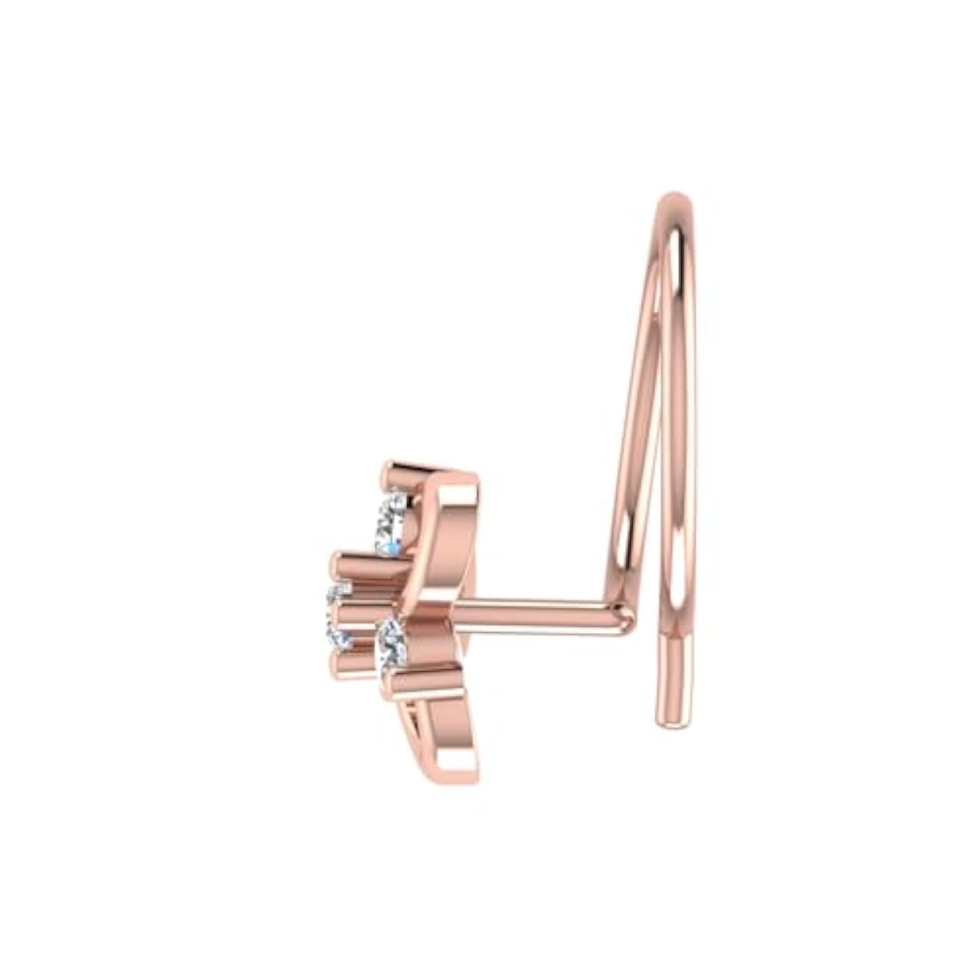 Women's 14Kt Rose Gold Stud Nose Ring, Chic