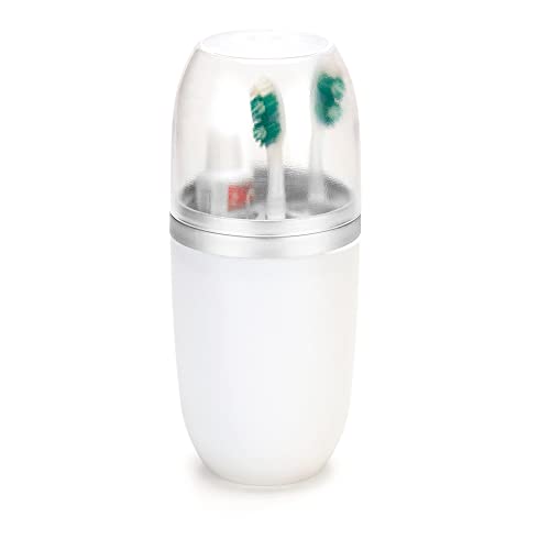 Porta escovas/pasta c/tampa 500ML transp. Bco/Cromo Fosco