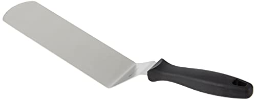 FMProfessional Espátula de Cocina Profesional para Plancha y Horno, Paleta Cocina de Acero Inoxidable y Mango de Poliamida, Color Inoxidable y Negro, 39x7 cm, 1 Ud.