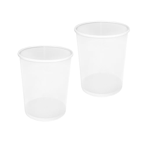 Seville Classics 2-Pack Steel Mesh Round Trashcan Wastebasket for Trash