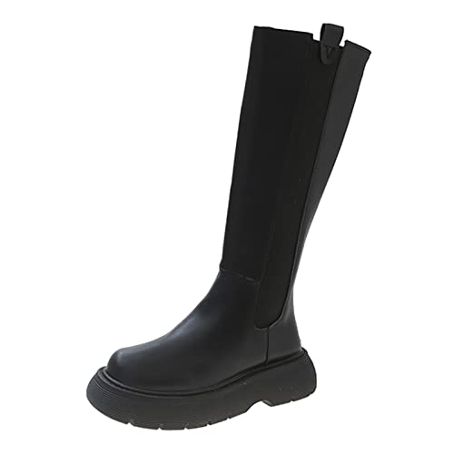 Bottes pour femmes anti-dérapantes avec semelle épaisse en cuir PU