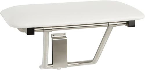Seachrome 28" Wall Mount White Padded Folding Shower Bench Seat