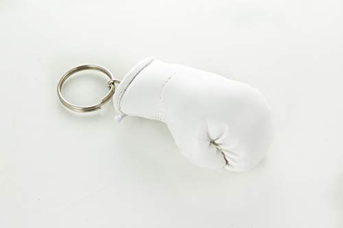 sportfanshop24 Schlüsselanhänger/Anhänger für Schlüssel - weiß/schneeweiß - Boxhandschuh mit Schlüsselring, 7 cm groß Cover