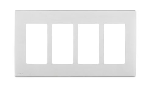 Leviton REWP4-WW Renu Four-Gang Screwless Snap-On Wallplate, White on White