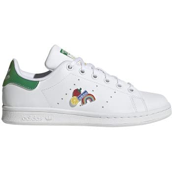 adidas Originals Girl's Stan Smith (Big Kid) White/Green/Pulse Amber 5.5 Big Kid M