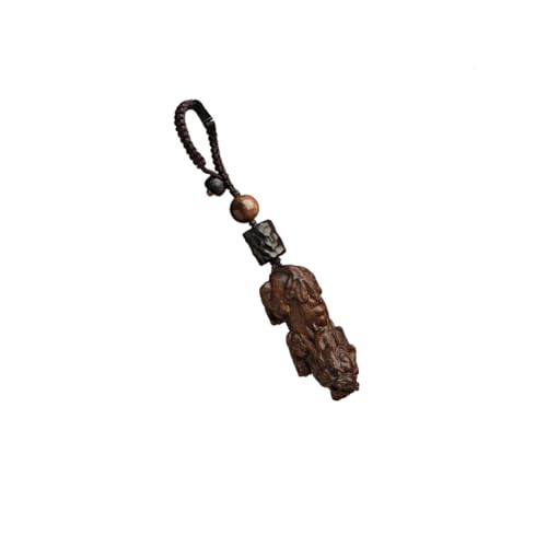 Pendentif porte-clés de voiture en bois d'agar Pixiu sculpté