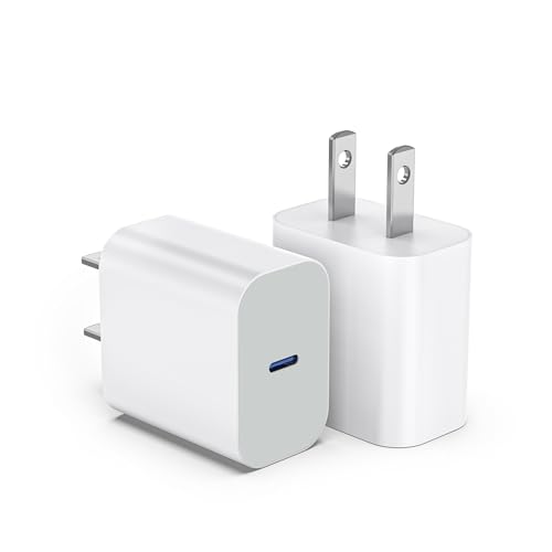 USB C Bloc chargeur 2Pack 20W pour iPhone 17 16 Plug chargeur mural rapide avec adaptateur de puissance de type C pour iPhone 17/16/16 Pro Max/16 Plus/15/14/13/12/11/Xs/X,pour IPad Pro pour Apple USBC Frais