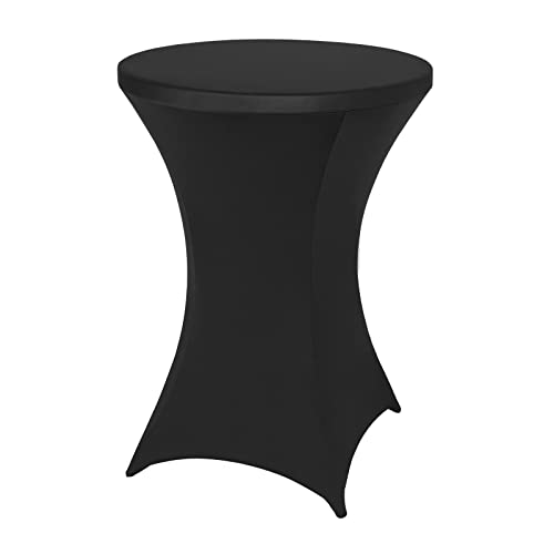 FestiCorp Spandex Black Table Cover, Cocktail Fitted Tablecloths, Round Highboy Stretch Table Covers Cloths for Party, Bar, Wedding, Birthday, Banquet, 30"-32" Diameter x 40"-43" Height by FestiCorp - Used condition - US$20.08