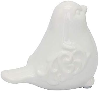 Saideke Home White Glazed Small Ceramic Chubby Bird Figure Ornaments,Animal Model Gift for Home Garden Statue Decorative Crafts