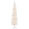 HOMCOM 8 Tall Pre Lit Slim Noble Fir Artificial Christmas Tree with 300 Warm White LED Lights and 618 Tips for Christmas Decoration White