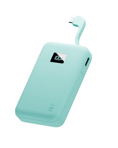 Juice Banco de energía ecológico Integrado, Cargador portátil de 10.000 mAh con Cable Integrado y Pantalla Digital, Salida USB-C, Banco de energía para iPhone 15 16 Pro MAX, Samsung, Xiaomi, Android