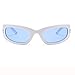 PEGH Wrap Around Sunglasses Y2K Trendy, Fashion White Sport Shades Blue Lens Moon Décor