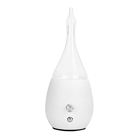 Lychee Pure Plant Essential Oil Diffuser, Aromatherapy Mist Glass Oil Diffuser with 7 Colors Adjustable(White) Cover